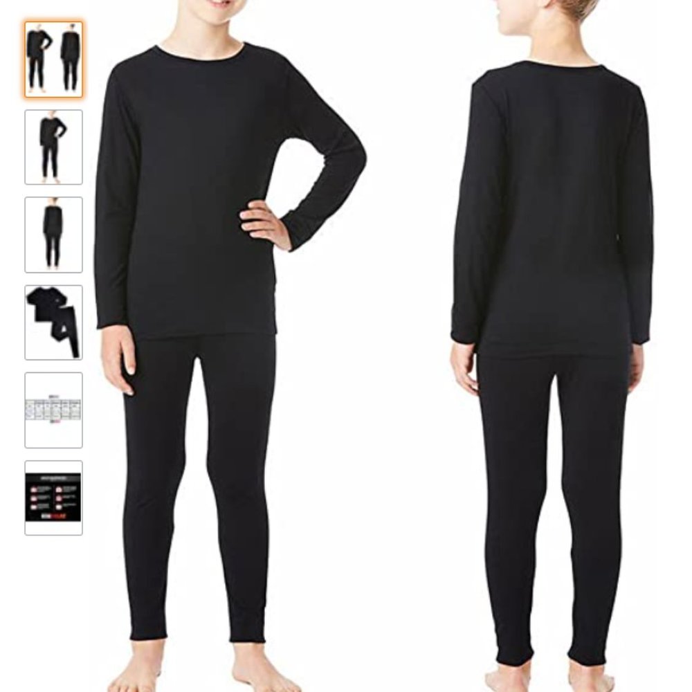 32 degrees toddler base layer set in Black XS 4T-5T